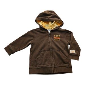Janie And Jack Zip Up Hoodie Infant Boy 18-24 Months Brown Hawaiian Beach Vacay